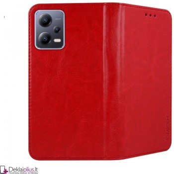 Telone grynos odos dėklas - raudonas (Xiaomi Poco X5 5G/Redmi Note 12 5G) Telone grynos odos dėklas - raudonas (Xiaomi Poco X5 5G/Redmi Note 12 5G)